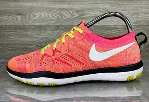 Womens Pink/Peach Nike focus Flyknit athletic running shoes size 7 thumbnail 1