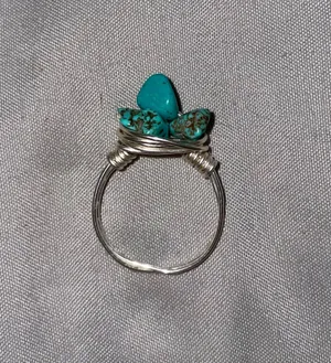 Handmade Turquoise Stone Ring Blue thumbnail 1