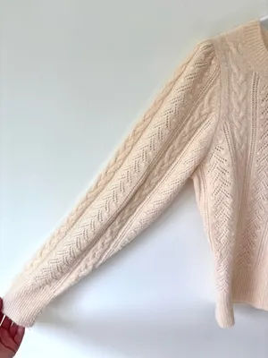 J. Crew Cream Cable Knit Chunky Crewneck Sweater Wool Alpaca Blend Fisherman thumbnail 5