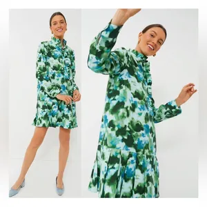 Tuckernuck Deep Lagoon Tate Mini Dress XS NWT Green Blue Floral Shirt Dress thumbnail 13