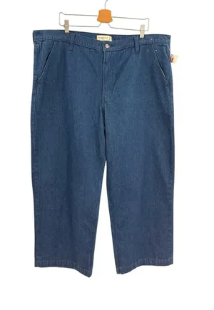 Abercrombie Mid Rise Trouser Jeans Wide Leg Dark Wash Denim‎ Women's 34/18S NWT thumbnail 1