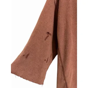 Free‎ People West Track Distressed Hoodie Brown Women's Size Small thumbnail 7