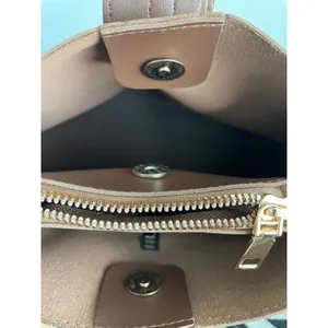 Brown Faux Leather Bag Black Cream Chevron Strap thumbnail 9
