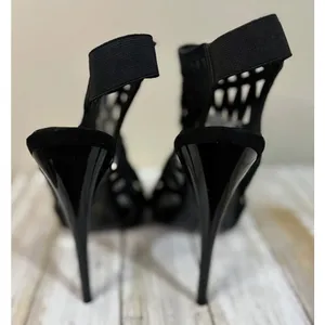 Steve‎ Madden Bratt Cage Sandal Womens 9 Black Excellent Suede Cutout Stiletto thumbnail 8