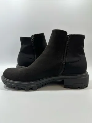 Unisa Black Faux Suede Chelsea Combat Lug Sole Ankle Boots Stretch Sz 9 M Goth thumbnail 5