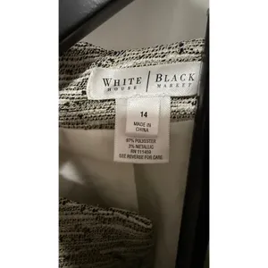 White House Black Market Metallic Tweed Tie Waist Coat Gray Cream Size 14 thumbnail 2