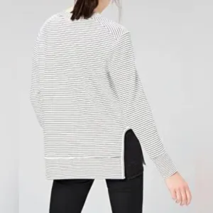 Daily Ritual XXL Striped Pullover Sweatshirt Black White Oversized Crew Neck thumbnail 4