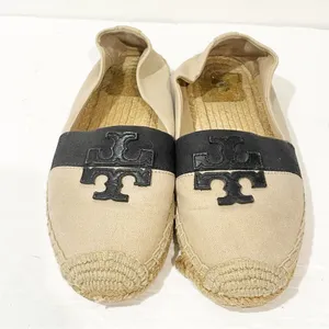 Tory Burch Size 6 Weston Canvas Flat Espadrille Black Slip‎ On Shoes thumbnail 2