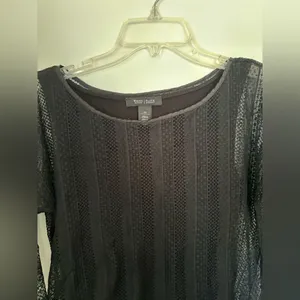 White House Black Market Black Lace Double Layer Long Sleeve Top Women's X-Small thumbnail 4