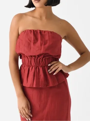 NWT Posse Aurelia Strapless Top Sz M Red Size M thumbnail 1