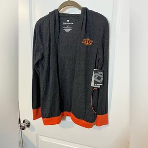 Colosseum NWT Charcoal Oklahoma State Cowboys Steeplechase Hooded Cardigan Sz M thumbnail 4