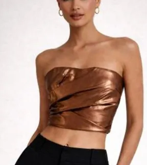 Zara Bronze Sleeveless Corset Tube Top thumbnail 1