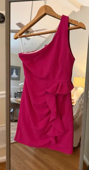 Women's Hello Molly Fuchsia One Shoulder Dress Size 6 thumbnail 1