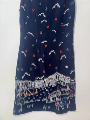 Women’s Navy Embroidered Venice Scene Mini Dress thumbnail 3