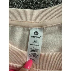 90 Degree by Reflex Sweatshirt Womens M Pink Tie-Front Crew Neck Pullover thumbnail 4