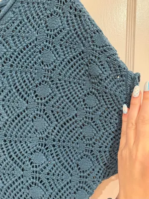 Sonoma Teal Crochet Knit Short Sleeve Top​ thumbnail 3