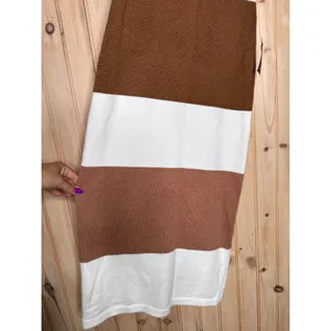 NWT Lulus Easily Gorgeous Ivory and Brown Striped Midi Sweater Dress Casual Sz S thumbnail 5
