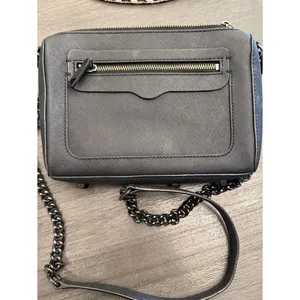 Rebecca Minkoff Avery Crossbody Bag Black Saffiano Leather‎ Gunmetal Chain OS thumbnail 2