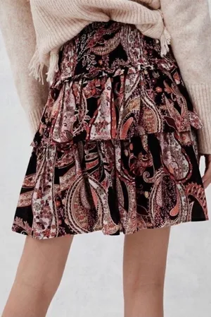 NWT Anthropologie paisley tiered‎ ruffle skirt sz M thumbnail 1