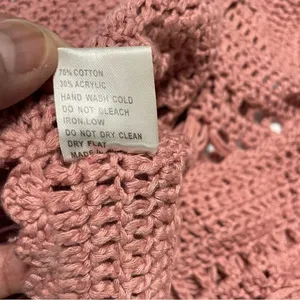 POL Crochet Fringe Crop Top Bralette – Boho Festival Tank, Dusty Rose Pink, Sz L thumbnail 12