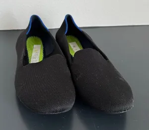 Rothy's The Flat Women’s Size 9 Ecru Textile Ballet Comfort Shoes Slip On Black thumbnail 1