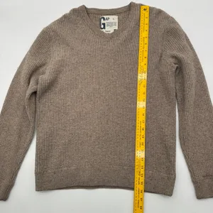 Y2K‎ Gap V Neck Ribbed Knit Sweater Tan Long Sleeve Casual Basic Swan Large thumbnail 5