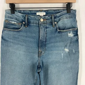 Good American Good Jeans Womens 6 Blue‎ Medium Wash Denim High Rise Distressed thumbnail 3