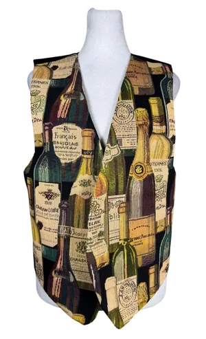 Vintage ‘90s French Wines Tapestry V-Neck Open Front Vest thumbnail 1