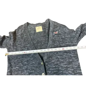 Hollister Navy Knit Cardigan Button Up Logo V-neck Sweater S Granpacore Cozy thumbnail 5