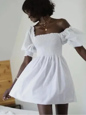 Hill House Athena Nap Dress in White Swiss Dot S thumbnail 1