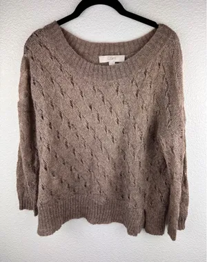 Womens Chocolate Brown M Cozy Knit‎ Pullover Sweater Wool Mohair Minimalist Soft thumbnail 1