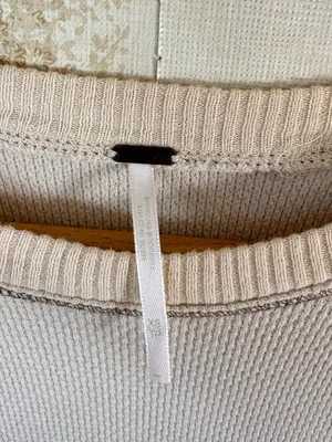 Free People In The Mix Cuff Cream Crochet Embroidered Boho Thermal Top XS thumbnail 5