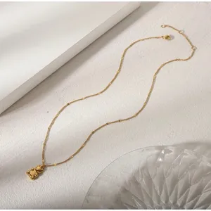 Gold‎ Teddy Bear Pendant Necklace – 14K Plated Stainless Steel Chain thumbnail 3