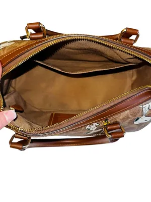 Coach X Peanuts Rowan Satchel with Snoopy Print in Signature Canvas thumbnail 5