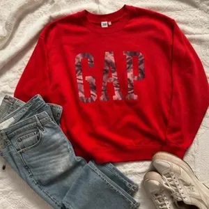 GAP Red Crewneck Sweatshirt Tie-Dye Pink Logo Y2K 90s Preppy M thumbnail 3
