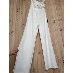 NWT Lulus Devoted to Fun Ivory One-Shoulder Sleeveless Jumpsuit Classy Chic XL thumbnail 5