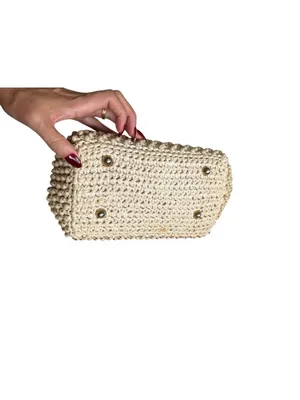 VINTAGE The Golden Girls Style Woven Top Snap Handbag thumbnail 7