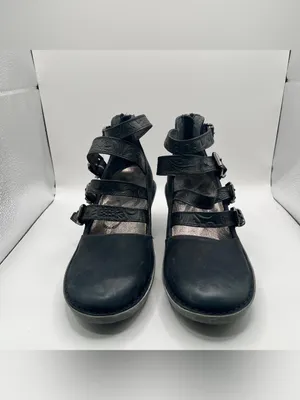 OTBT Mary Jane Biker Wedge black size 7 buckle distressed EUC thumbnail 3