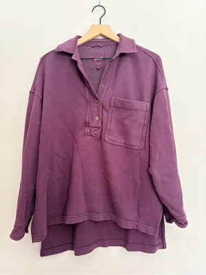 Aerie Chorewear Popover Sweatshirt Plum Medium thumbnail 2