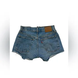Levi’s Classic High-Rise Distressed Denim Shorts - Blue thumbnail 2