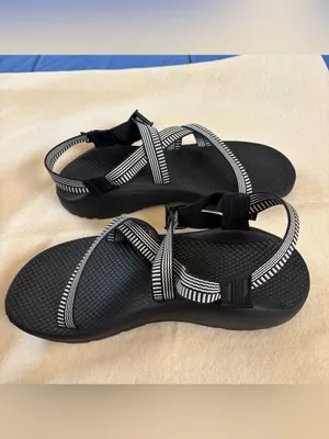 Chacos Black Women's Strappy Outdoor Sandals with White Stripe Detail Size W10 thumbnail 2