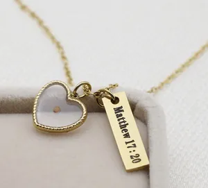 Mustard Seed Heart Necklace Gold thumbnail 1