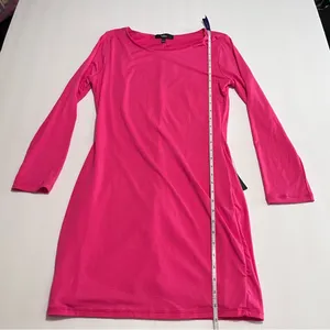 NWT Lulus Comeback Baby Hot Pink Long Sleeve Knit Dress‎ LARGE thumbnail 9