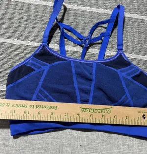 Champion Womens Seamless Strappy‎ Sports Bra Blue Navy Small Yoga Gym Workout thumbnail 1