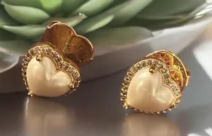 Kate Spade My Love Pavé Heart Studs Gold Plated and Pearl Tone thumbnail 1