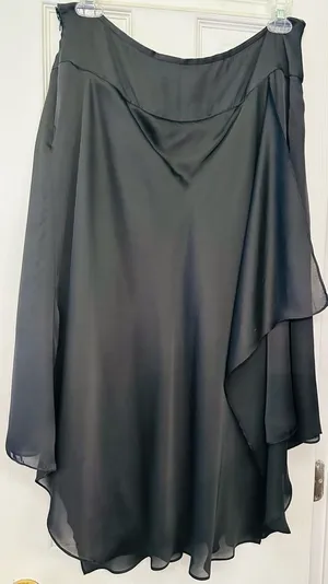 Kasper Black asymmetric skirt with overlays. thumbnail 1