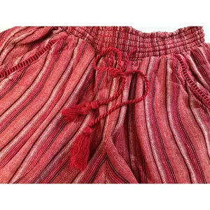 Briggs Linen Blend Shorts Womens XS Red Striped Elastic Waist Drawstring thumbnail 5