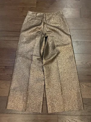 Madewell Pants Gold Metallic Shimmer Emmett Wide Leg Cropped Sz 27 - C61-116 thumbnail 6