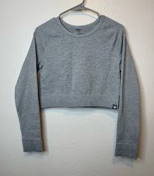 Ryderwear Ribbed Seamless Long Sleeve Cropped Athletic Workout Top Size Large thumbnail 1