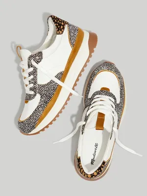 Madewell Kickoff Trainer Sneakers Olive Grove Multi Leather‎ Spots White Tan 9 thumbnail 1
